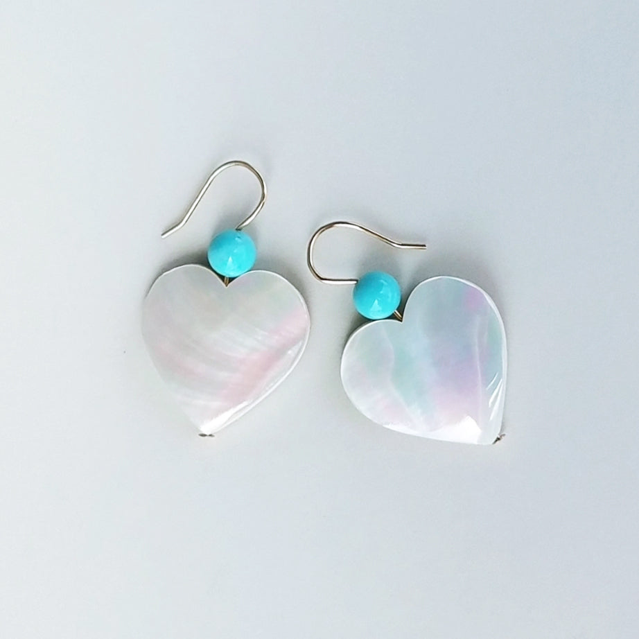 Shell Heart Turquoise Earrings