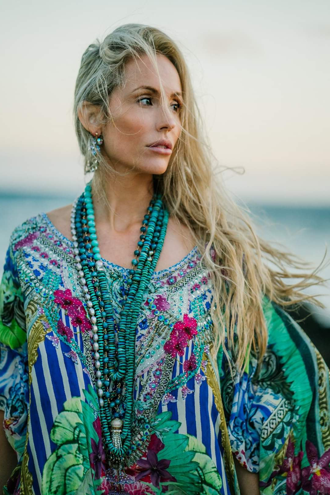 Apatite, Turquoise & Tahitian Pearl Helix Necklace