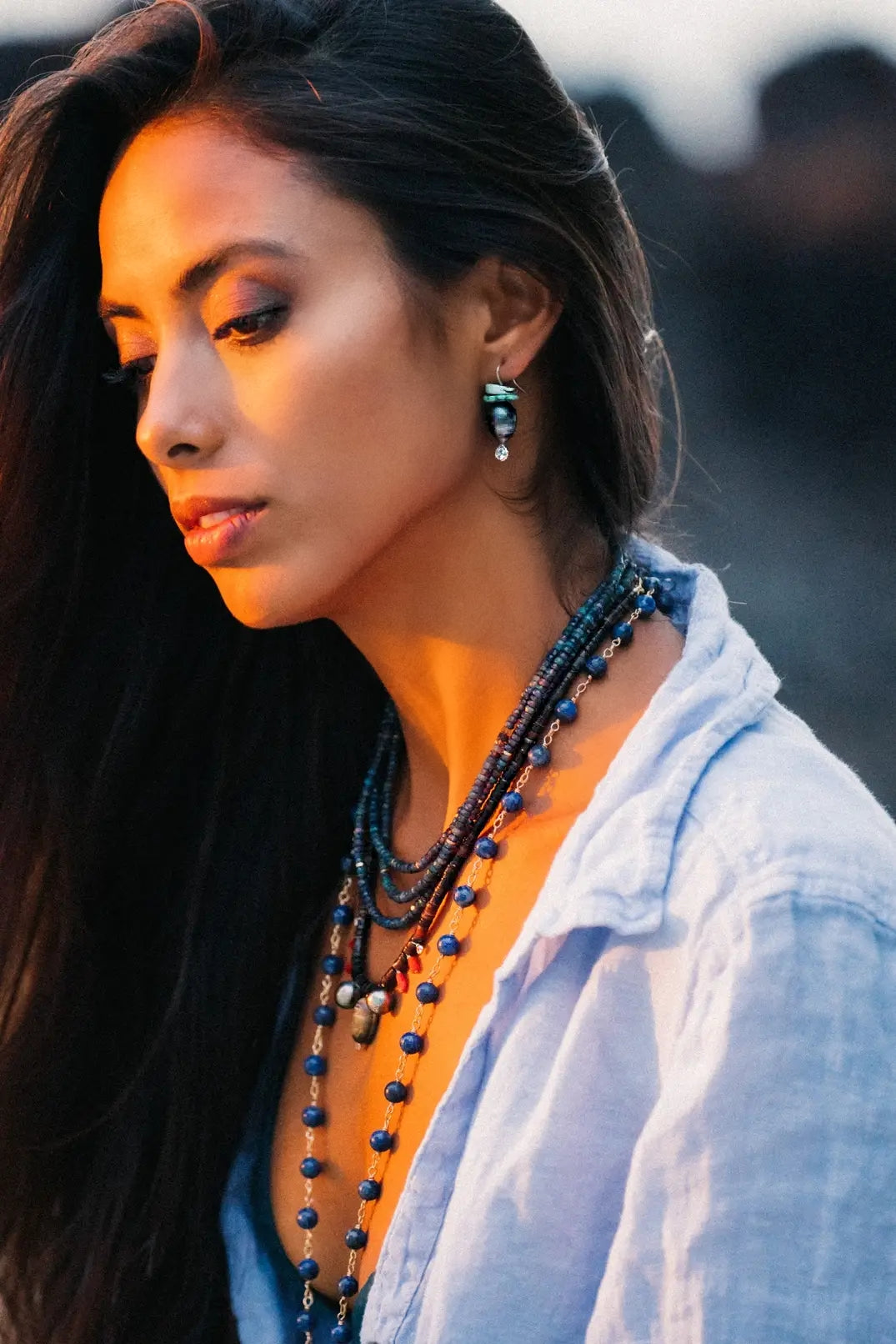 Dark Opal 14k Gold Necklace