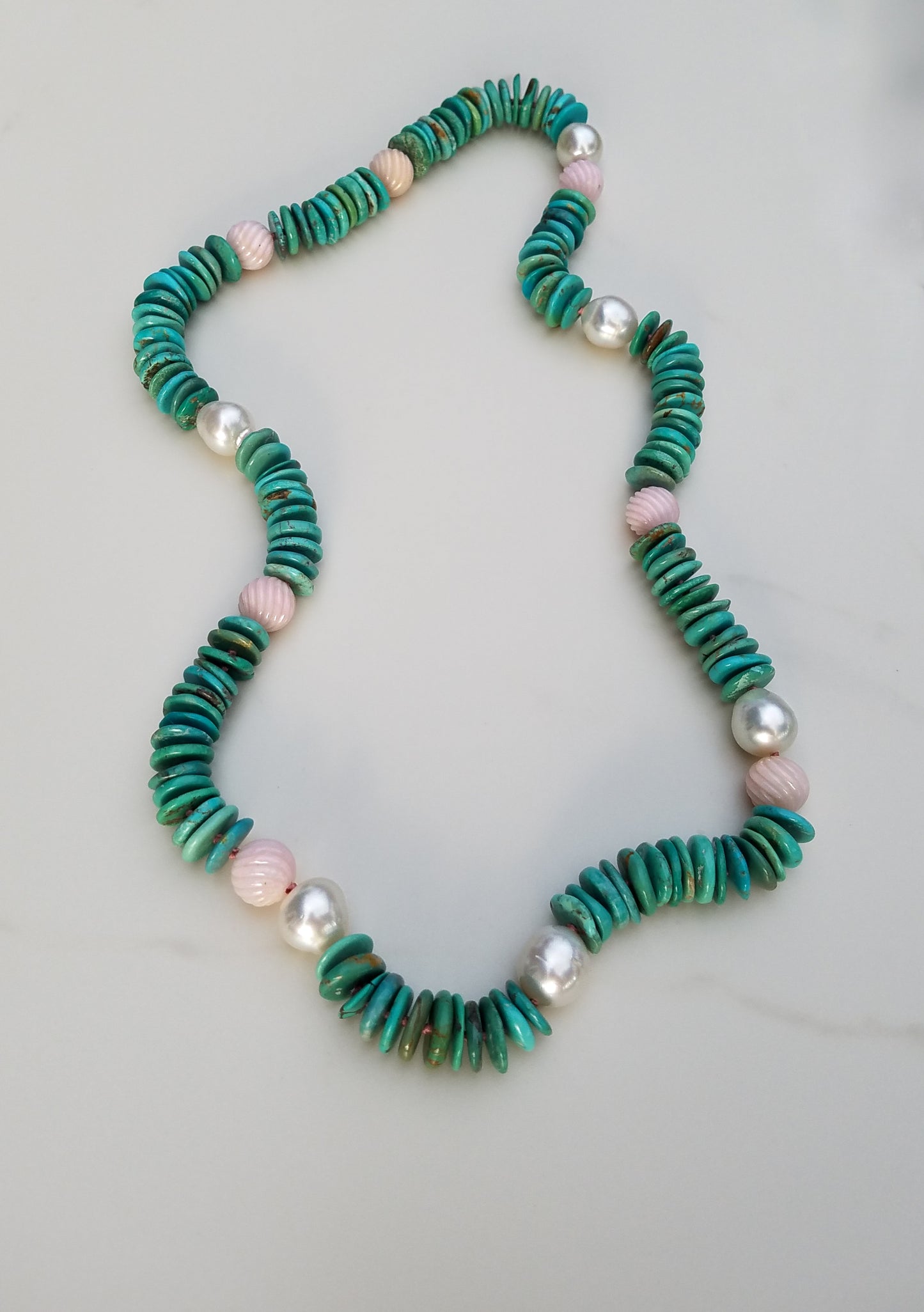 Australian Pearl with Opal and Turquoise Helix Necklace