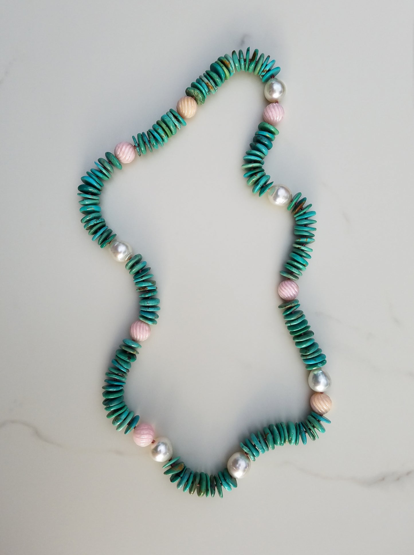 Australian Pearl with Opal and Turquoise Helix Necklace