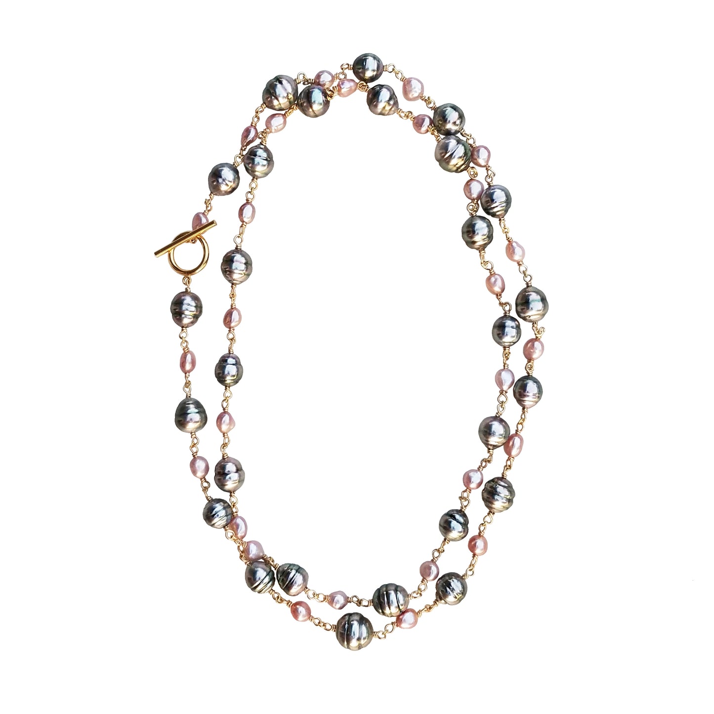 Tahitian and Pink Fresh Water Pearl Necklace