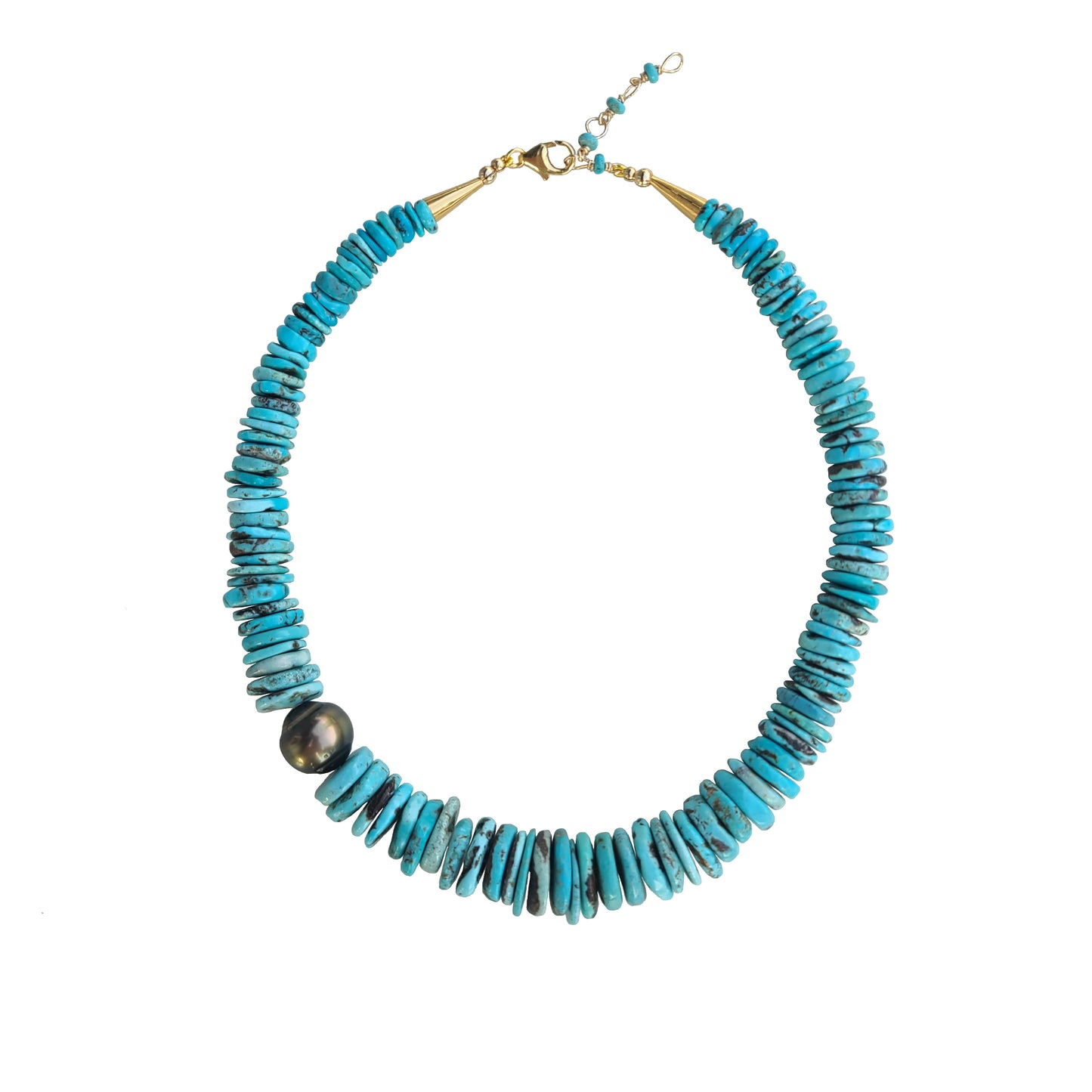 Turquoise Necklace with Tahitian Pearl