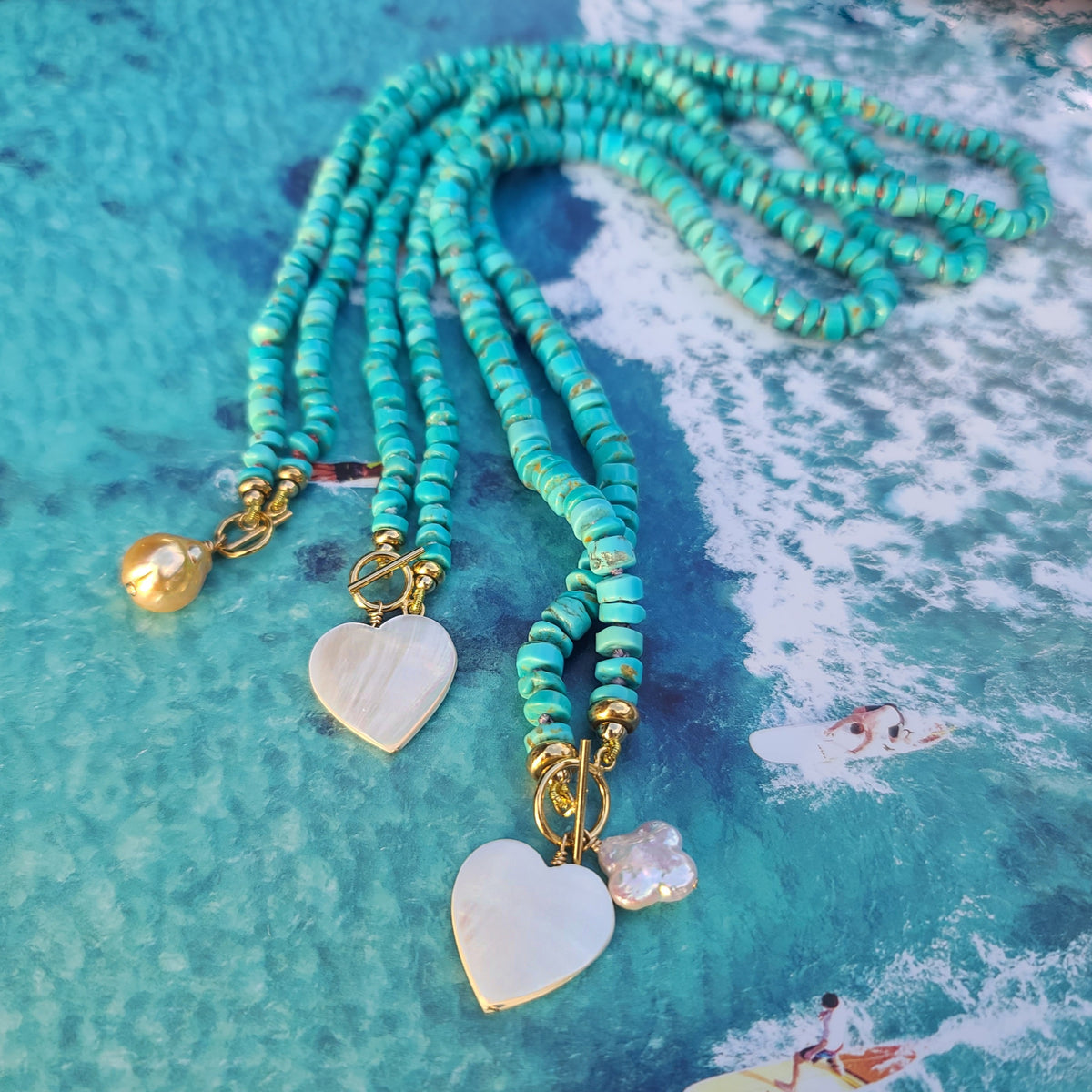 Turquoise Necklace Heart Charm