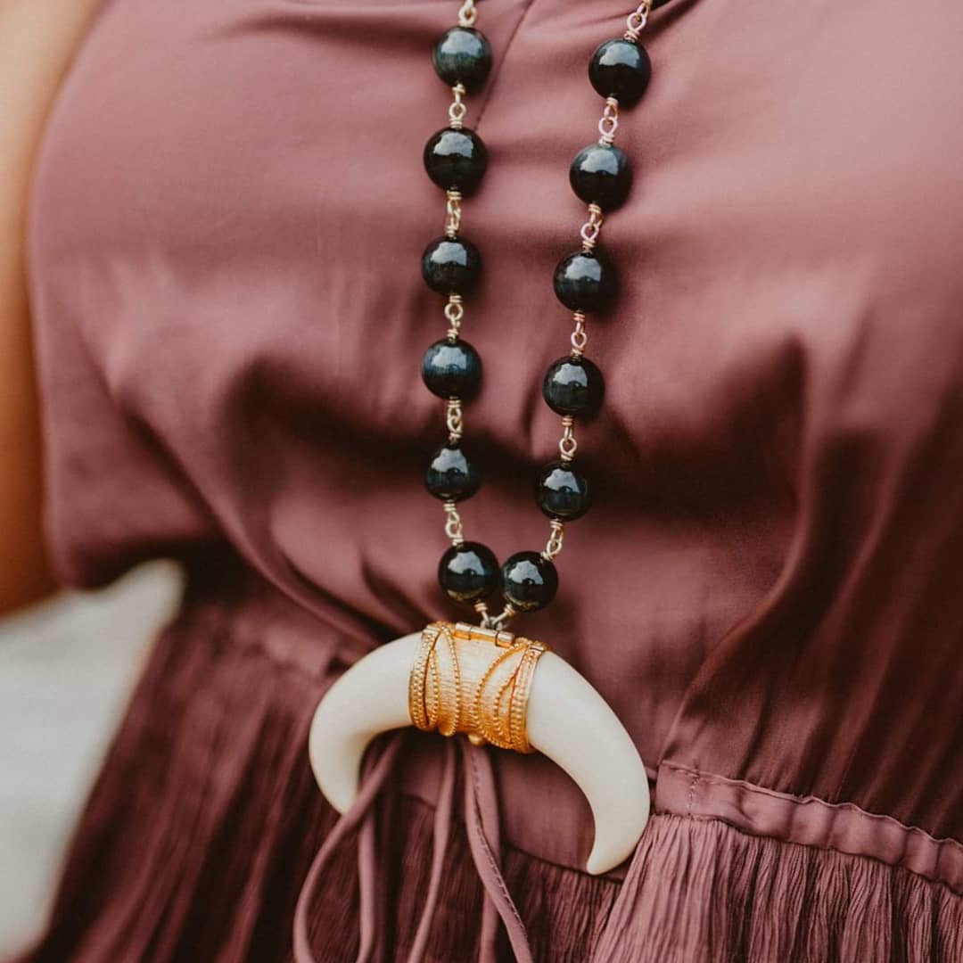 Vintage Locket & Dark Cat's Eye Necklace