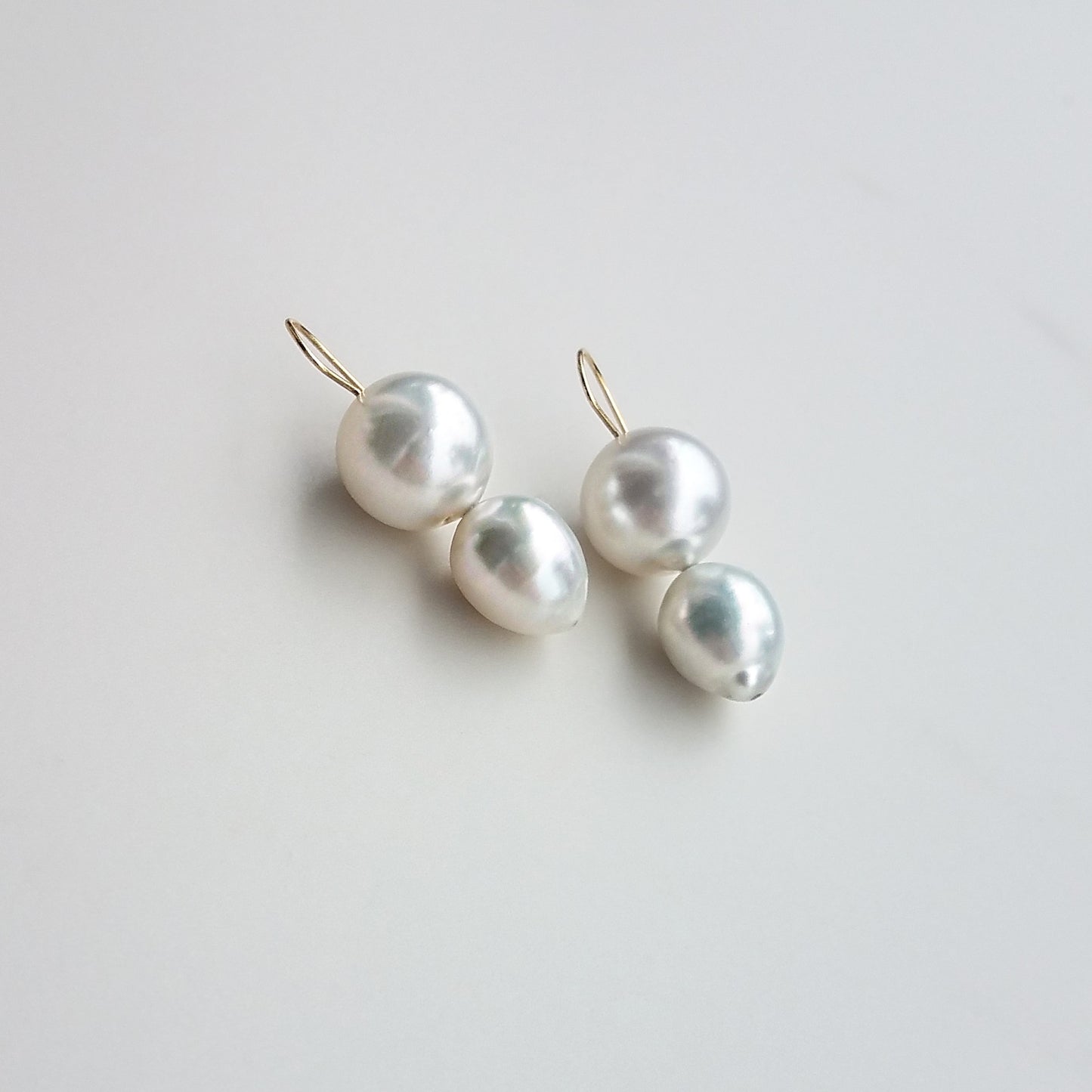 Australian double Pearl Earrings 18k