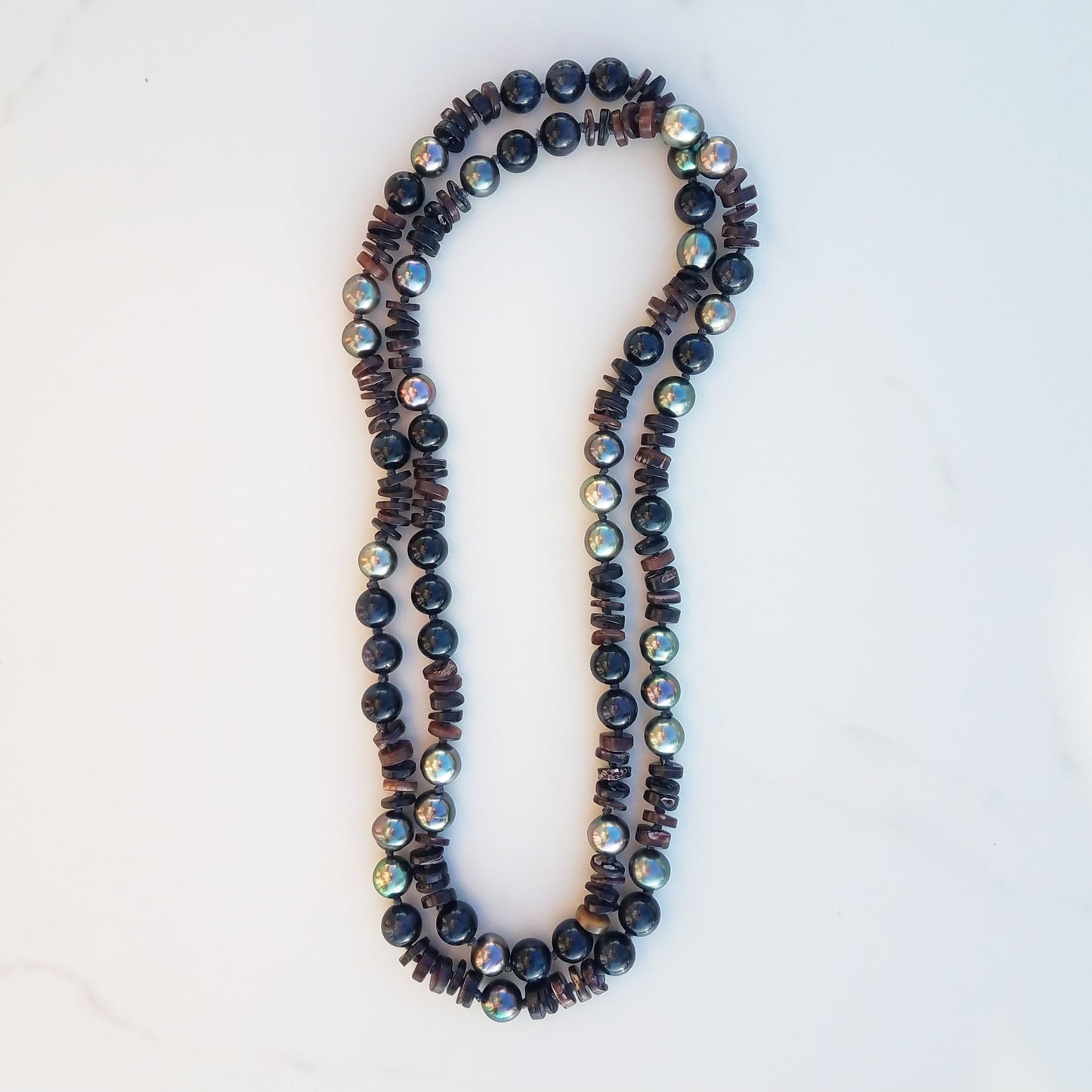 Tahitian Pearl, Cat's Eye, & Shell Helix Necklace