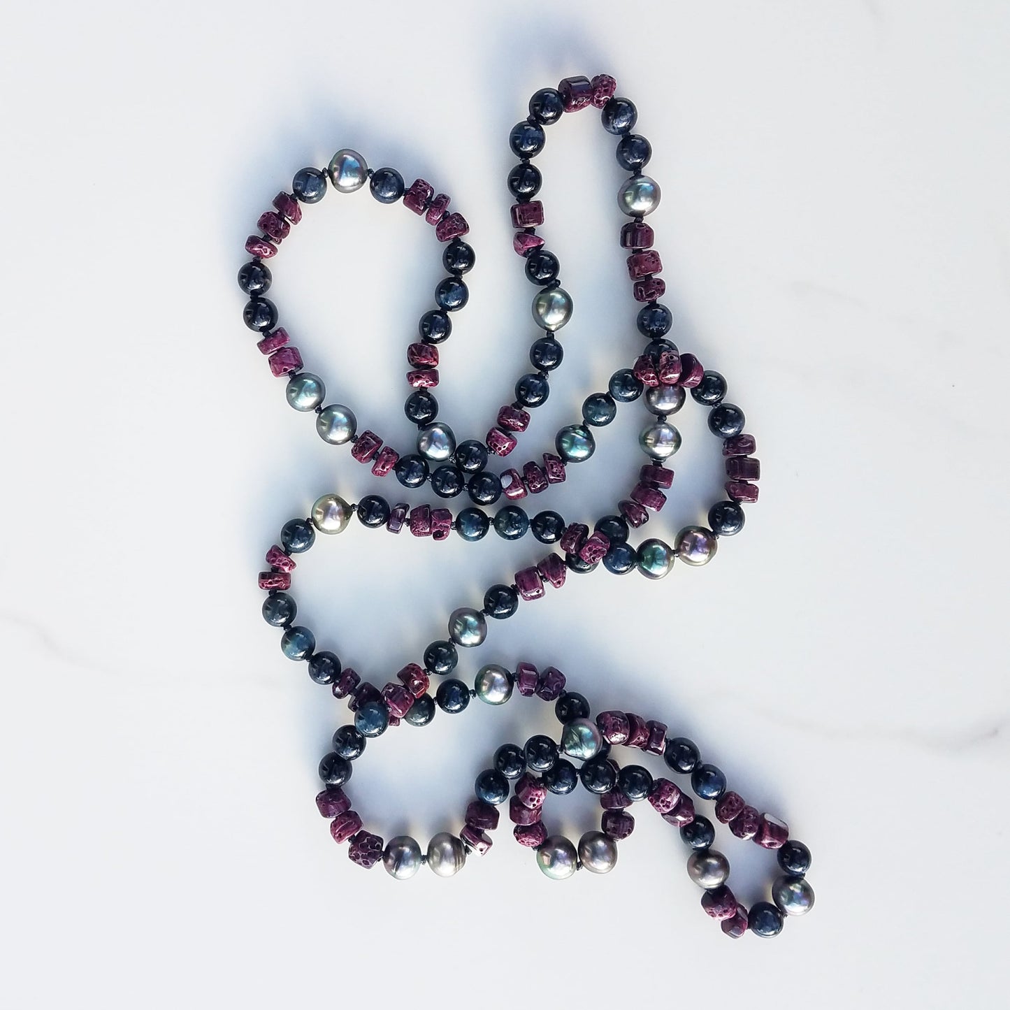 Tahitian Pearl & Purple Oyster Shell Helix Necklace