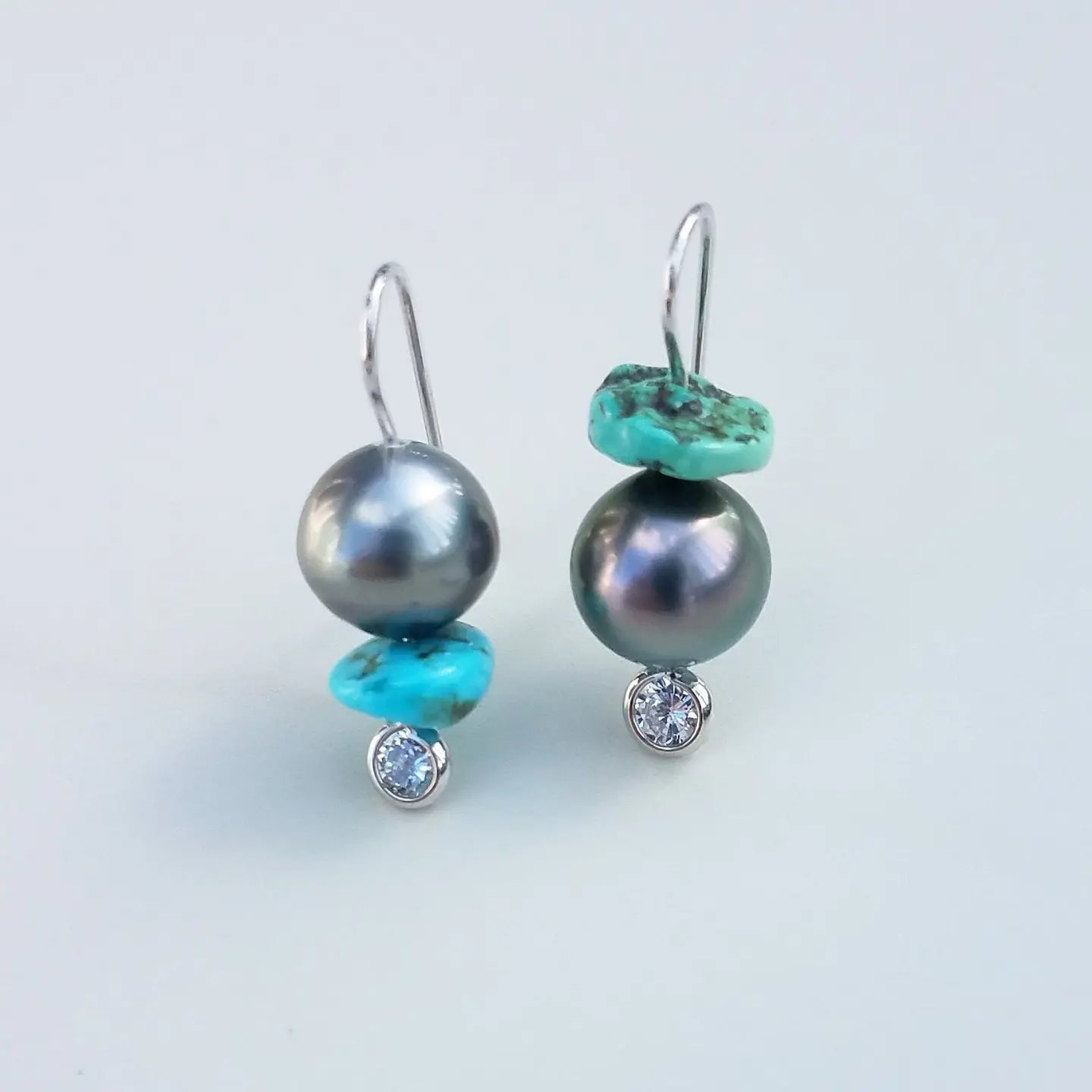 Tahitian Pearl & Mix Turquoise Earrings