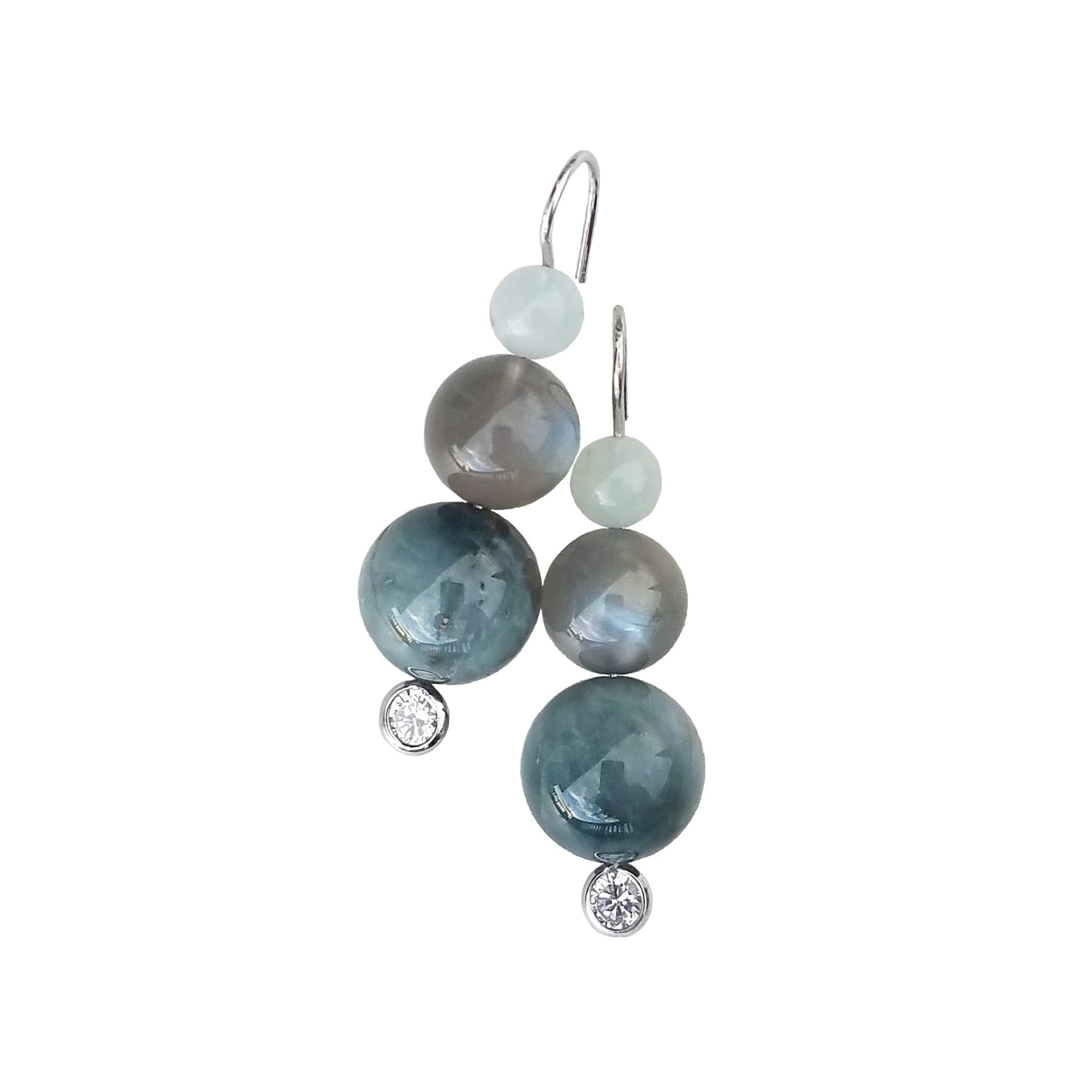 Aquamarine, Moonstone, Cat's Eye Earrings