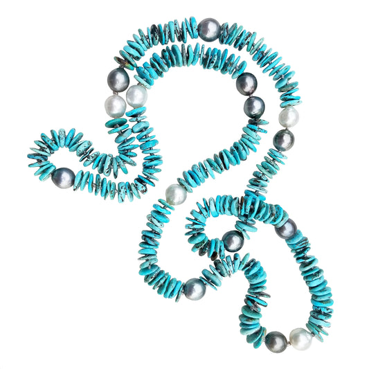 Tahitian & Australian Pearl Turquoise Helix Necklace
