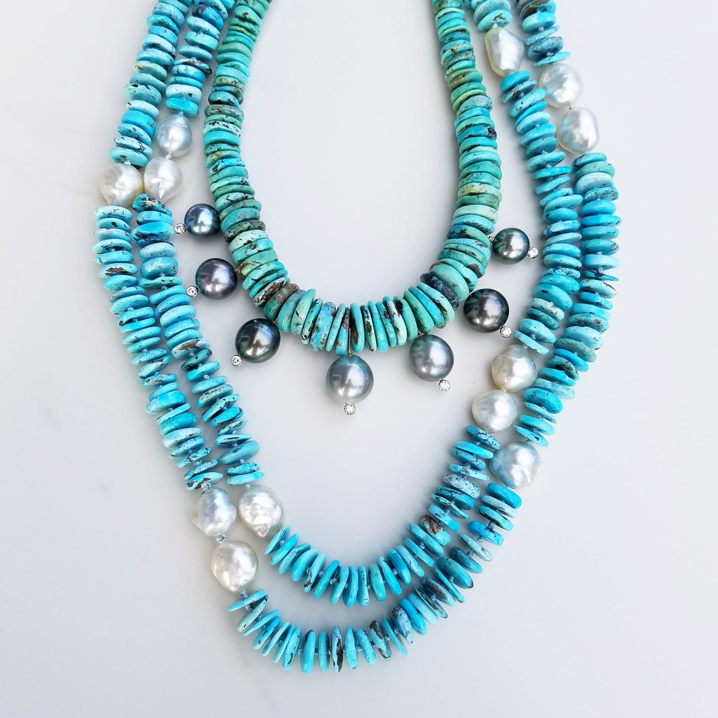 Turquoise & Tahitian Pearl Necklace