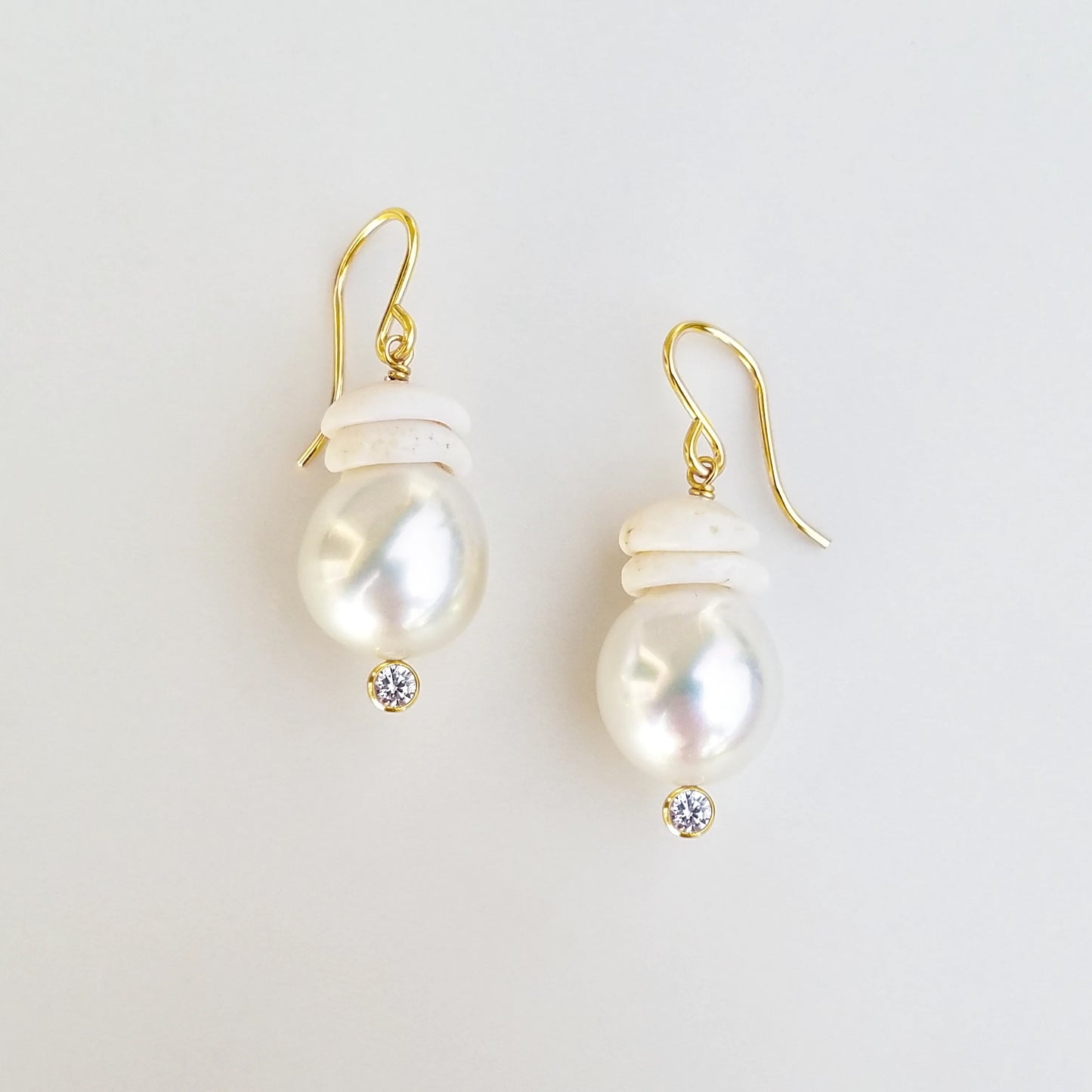 South Sea Pearl Puka Shell Earrings