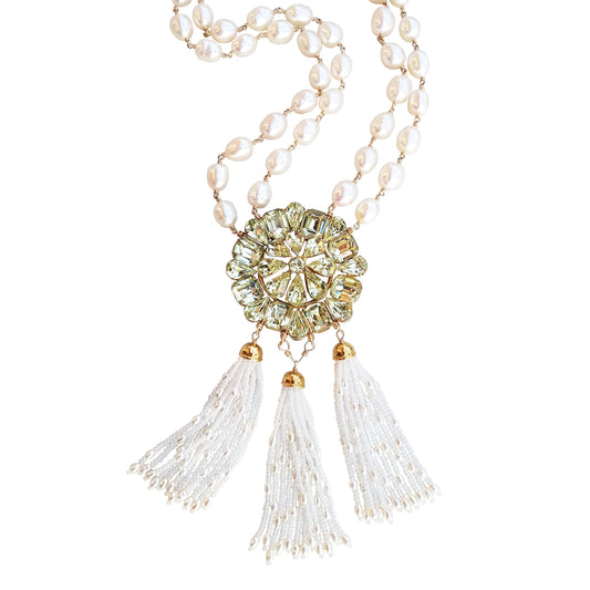 Vintage Rhinestone and Pearl Necklace