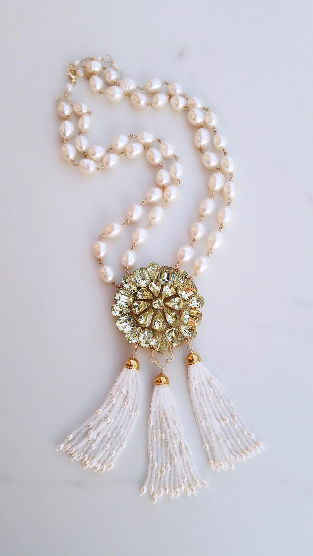 Vintage Rhinestone and Pearl Necklace
