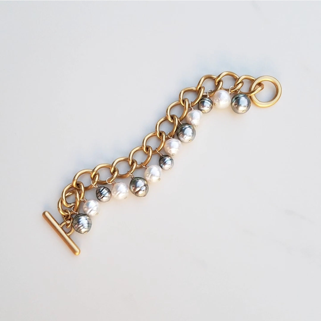 Vintage Pearl Charm Bracelet