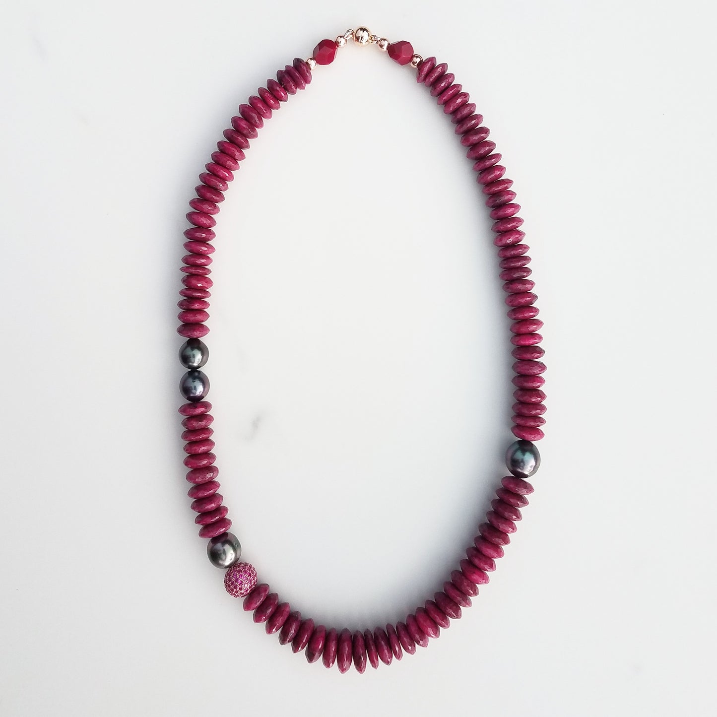 Ruby, Pearl, & Pink Sapphire Necklace