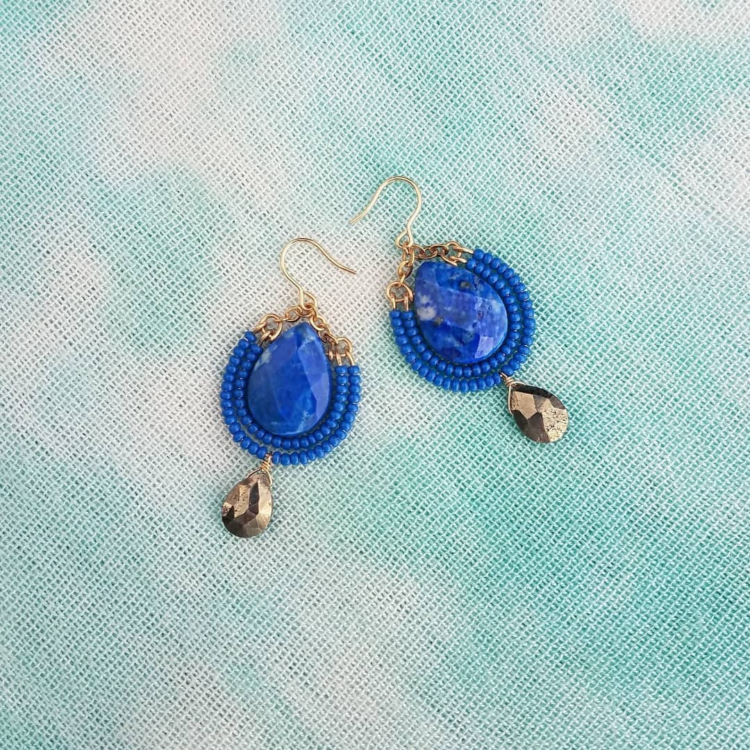 Lapis & Pyrite Earrings