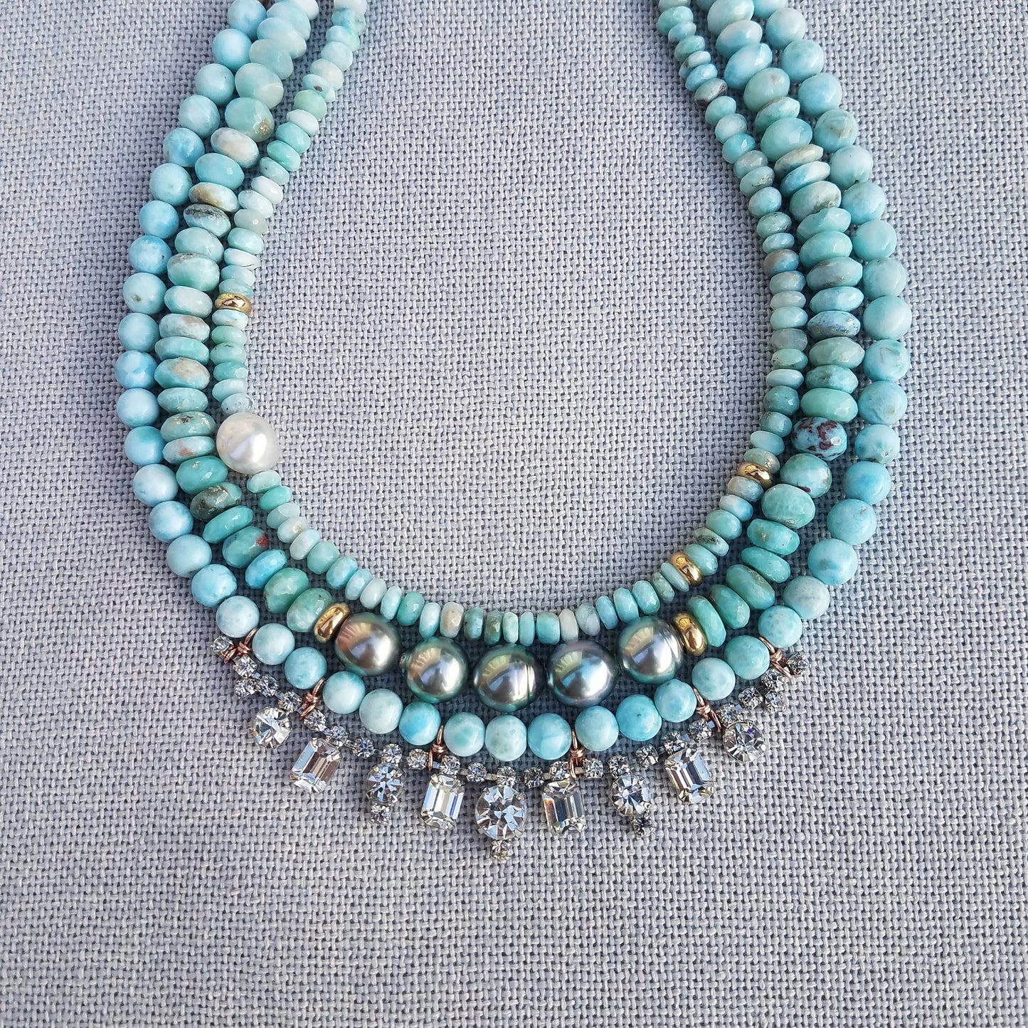 Tahitian Pearl & Larimar Necklace