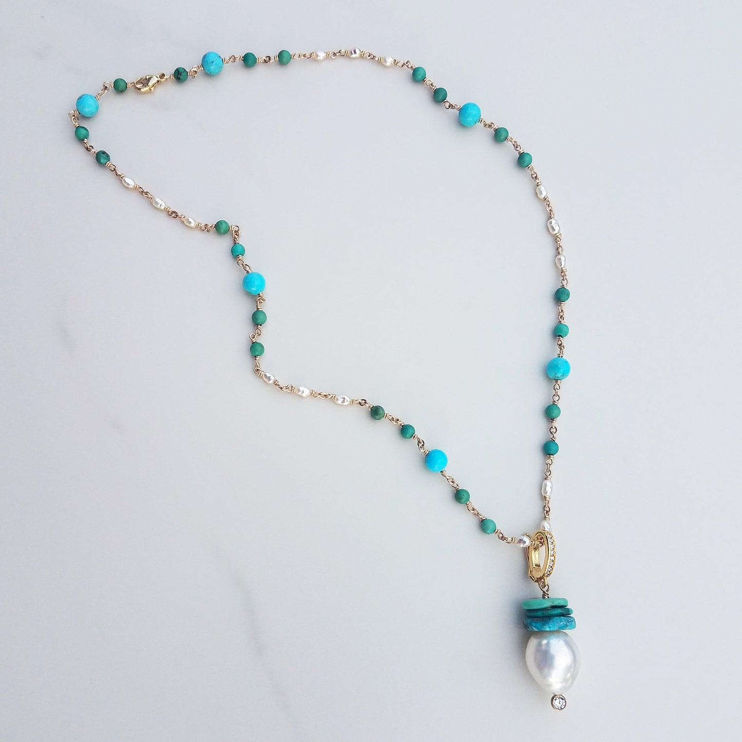 Turquoise & Pearl Baby Eden Necklace