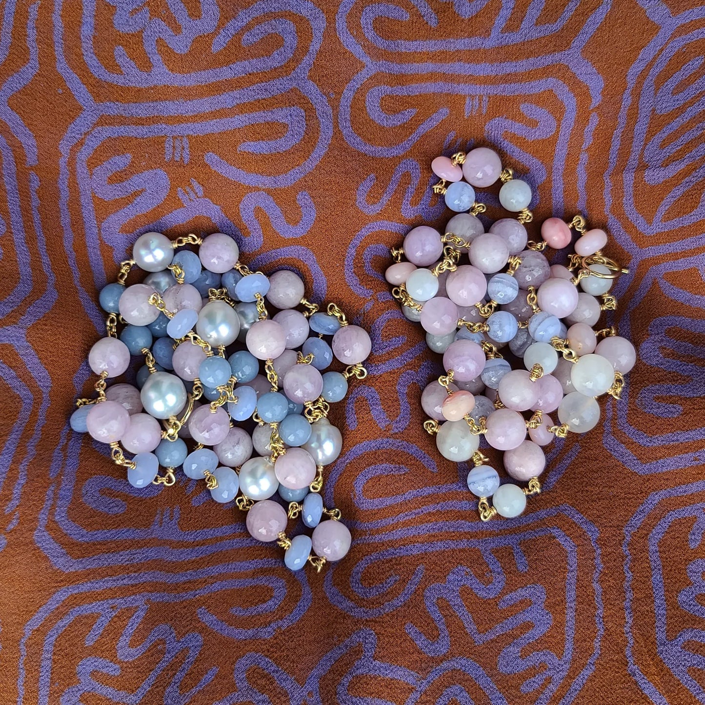 Australian Pearl, Blue Lace Agate, & Kunzite Necklace