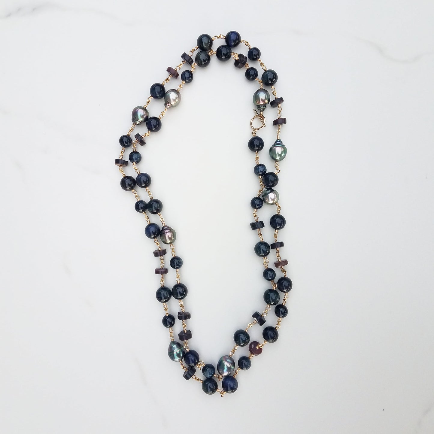 Tahitian Pearl & Dark Cat's Eye Necklace