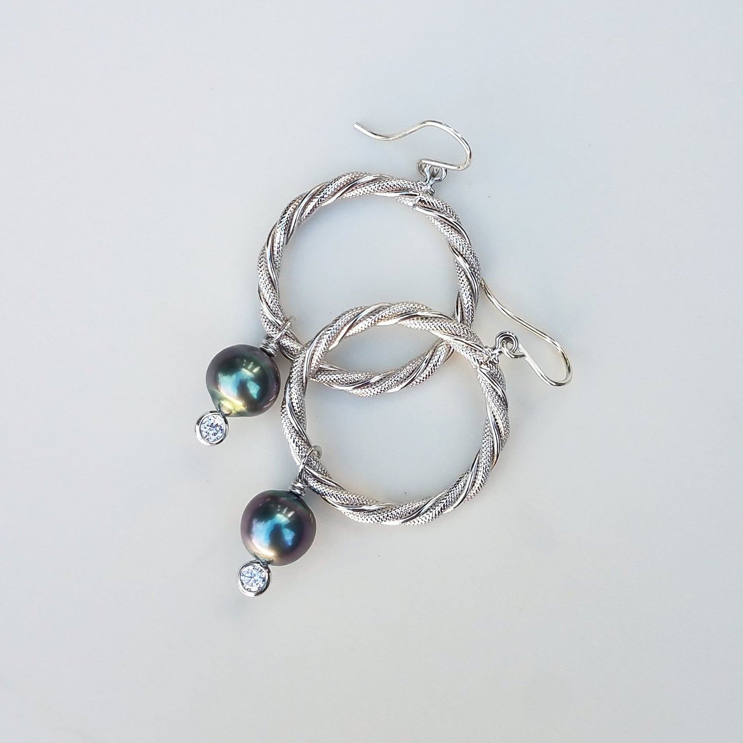Tahitian Pearl & Vintage Hoop Earrings
