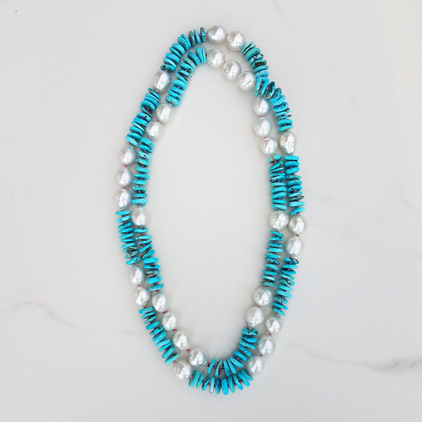 Australian Pearl Light Turquoise Helix Necklace