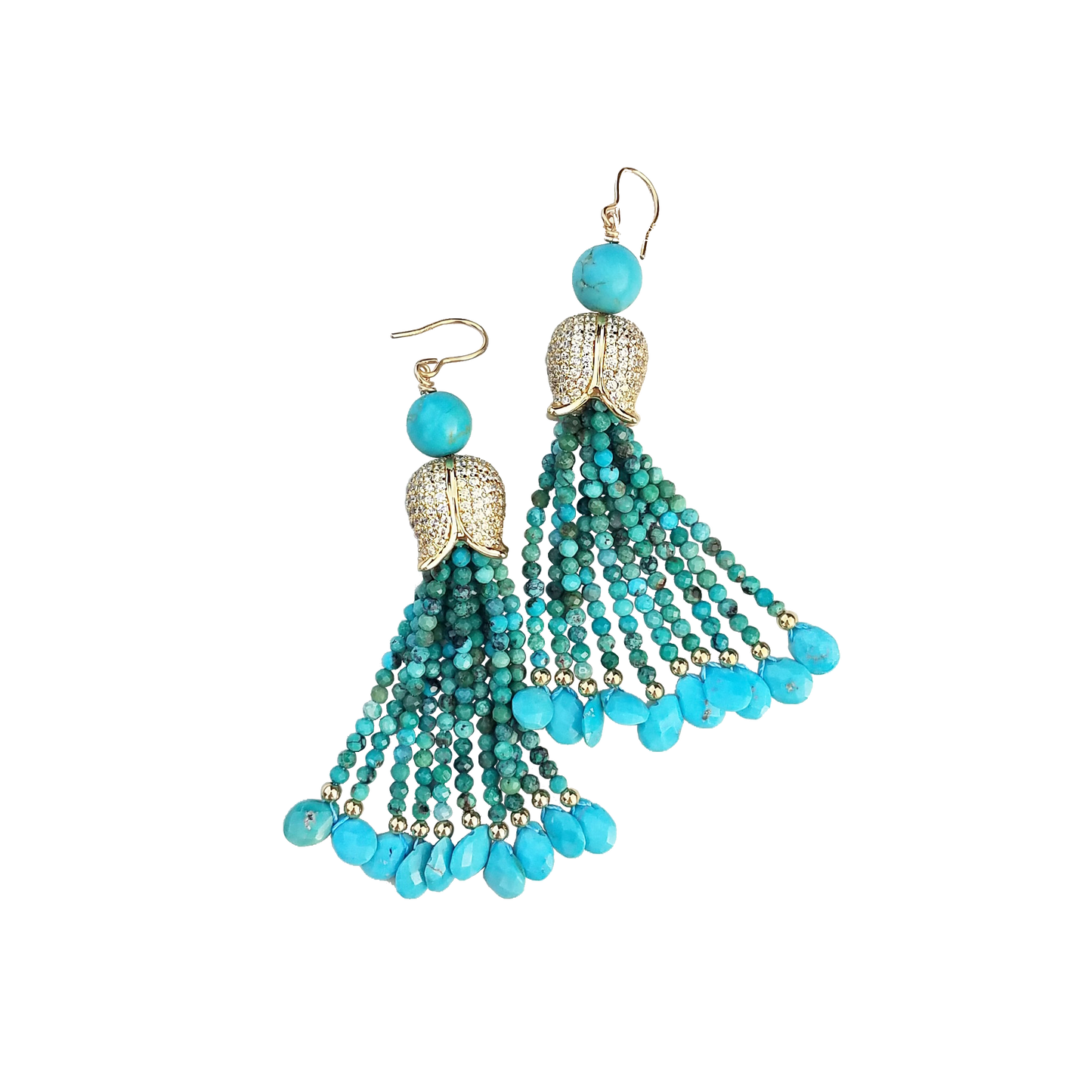 Multi-Color Turquoise Tassel Earrings