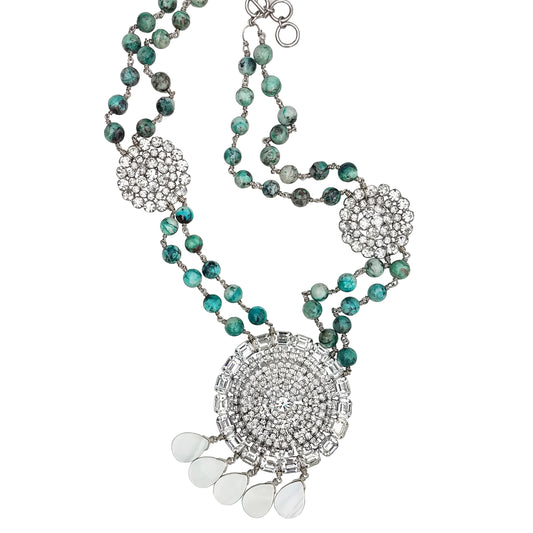 Chrysocolla Vintage Rhinestone Necklace