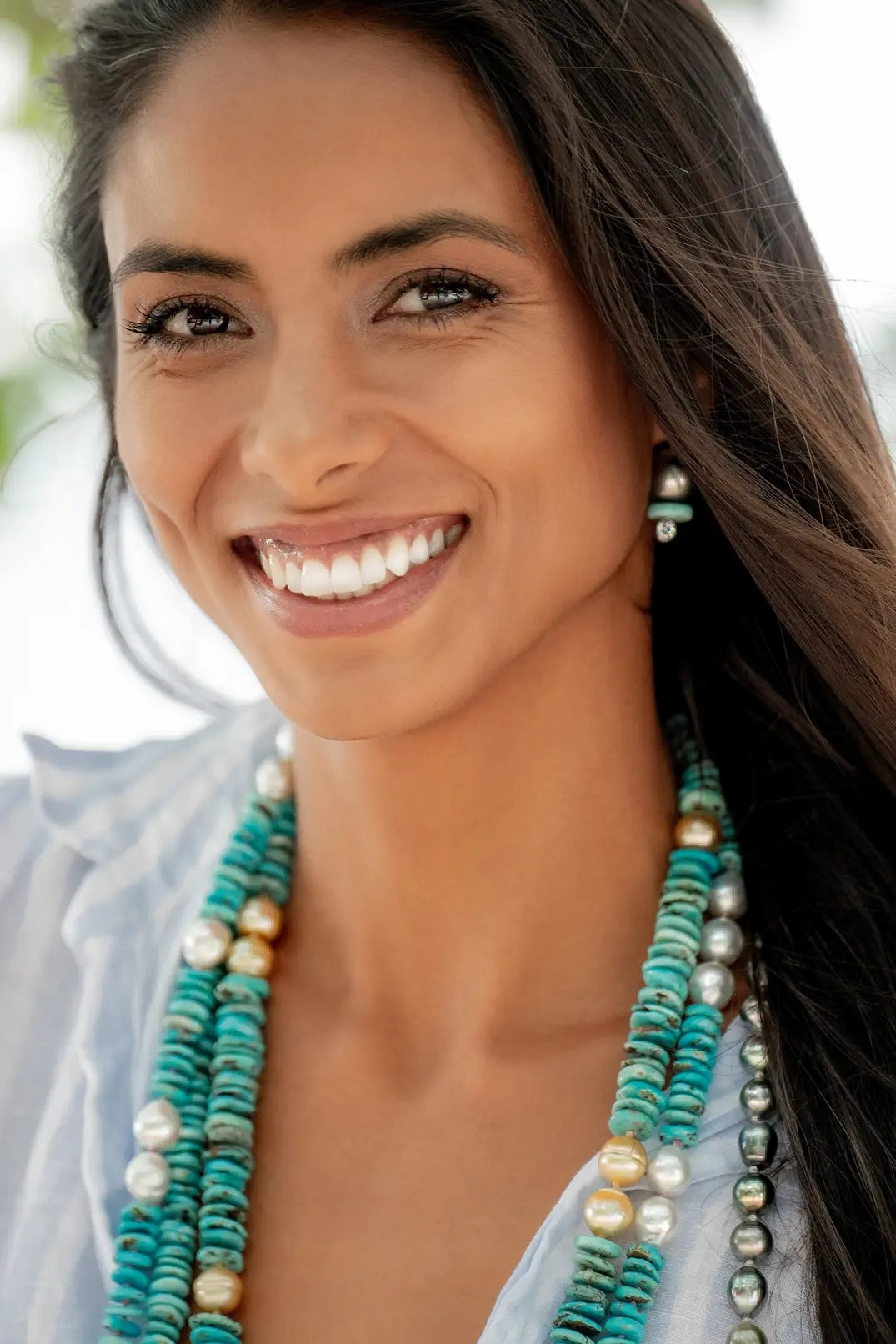 Tahitian Pearls & Turquoise Earrings