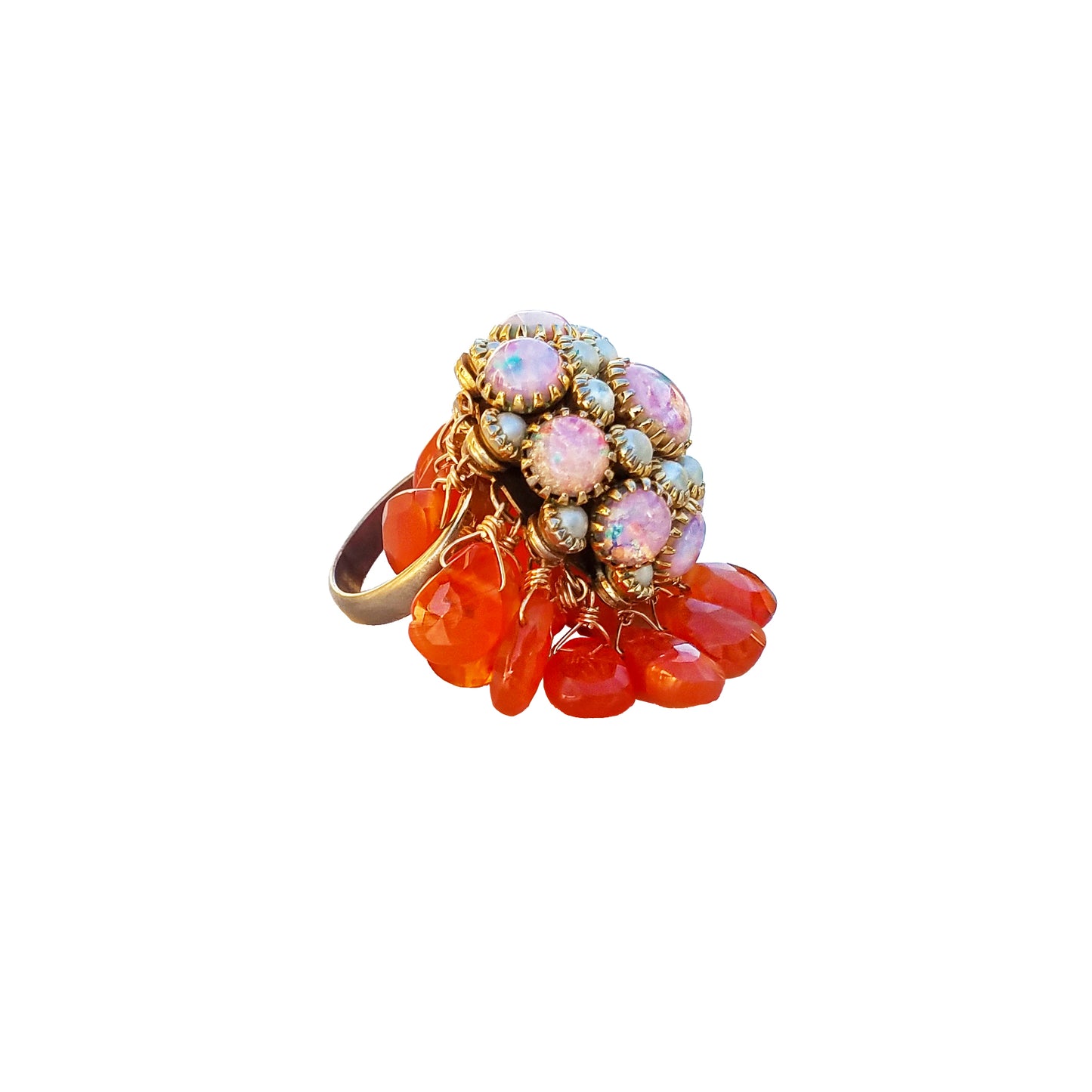 Vintage Opal & Carnelian Ring