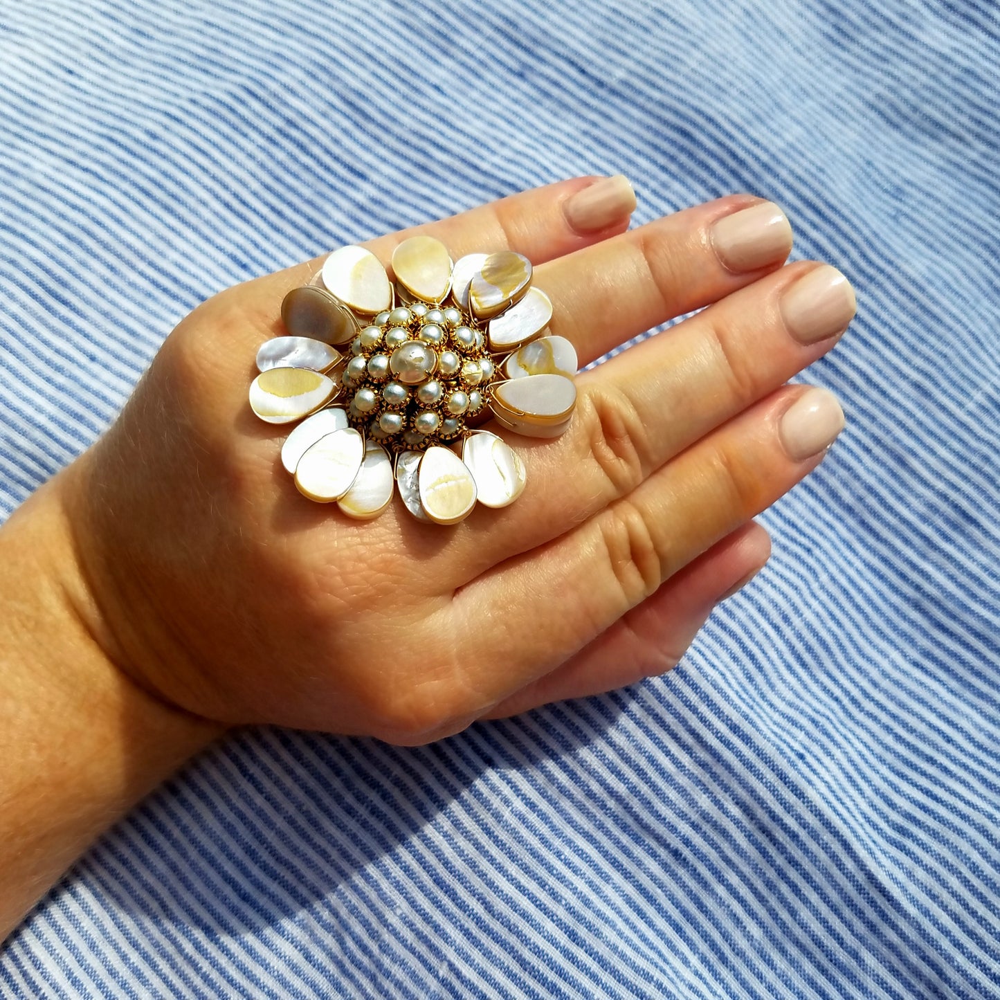 Vintage Pearl & Shell Ring