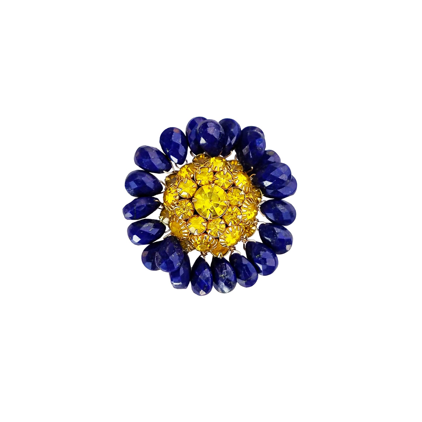 Vintage Rhinestone & Lapis Ring