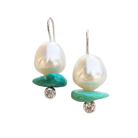 Australian Pearl and Turquoise Earrings