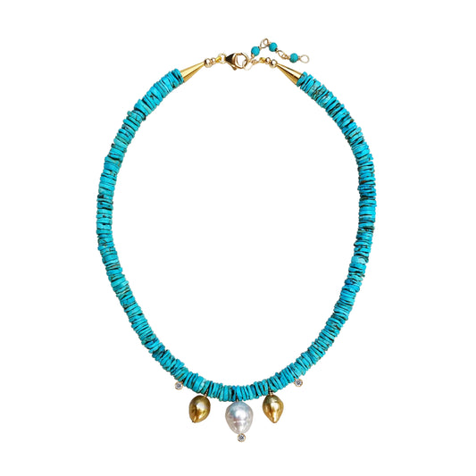 South Sea Pearls & Turquoise Necklace
