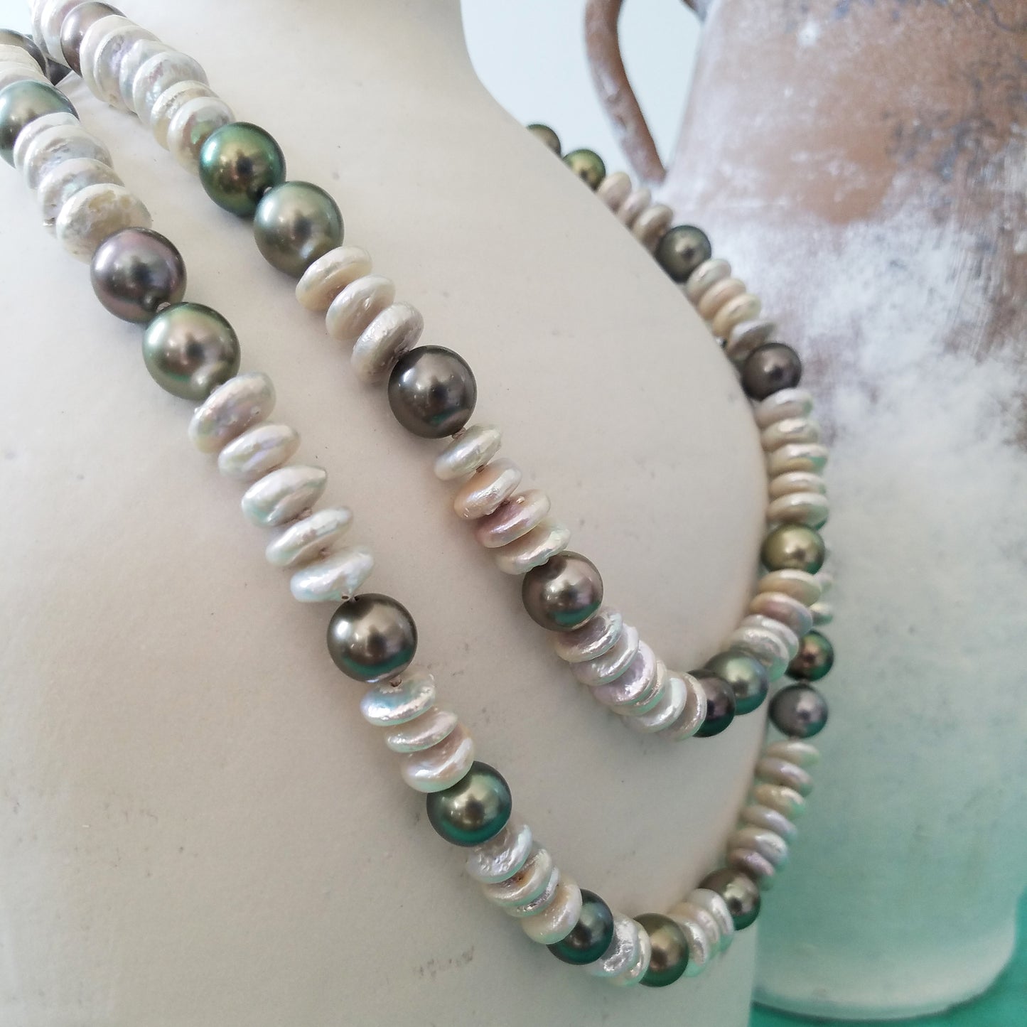 Tahitian & Fresh Water Pearl Helix Necklace