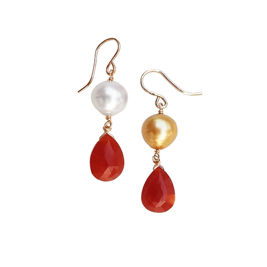 Mix Pearl Carnelian Earrings