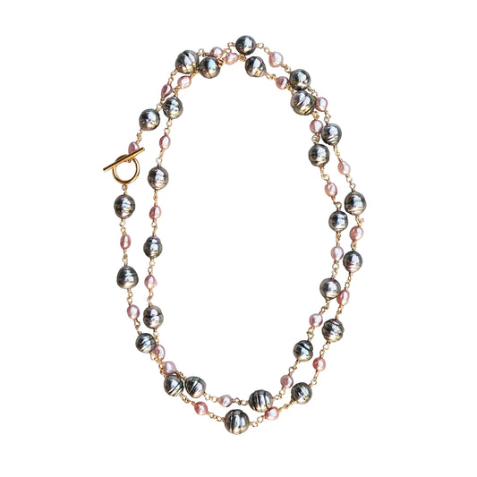 Tahitian and Pink Fresh Water Pearl Necklace