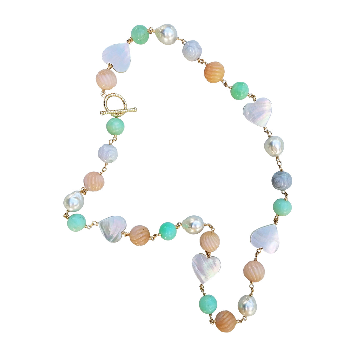 Australian Pearl Mother of Pearl Heart Mixed Stone Necklace
