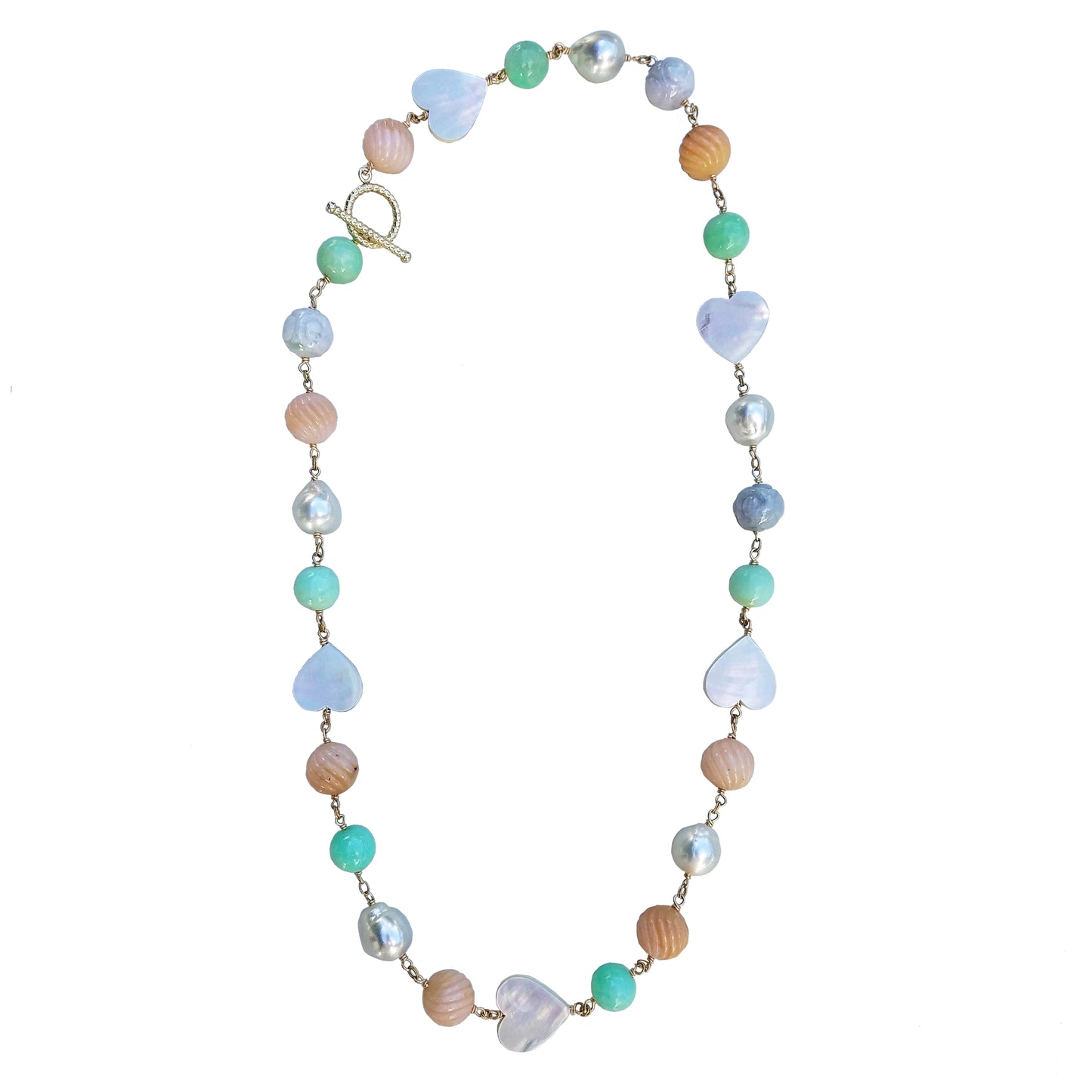 Australian Pearl Mother of Pearl Heart Mixed Stone Necklace