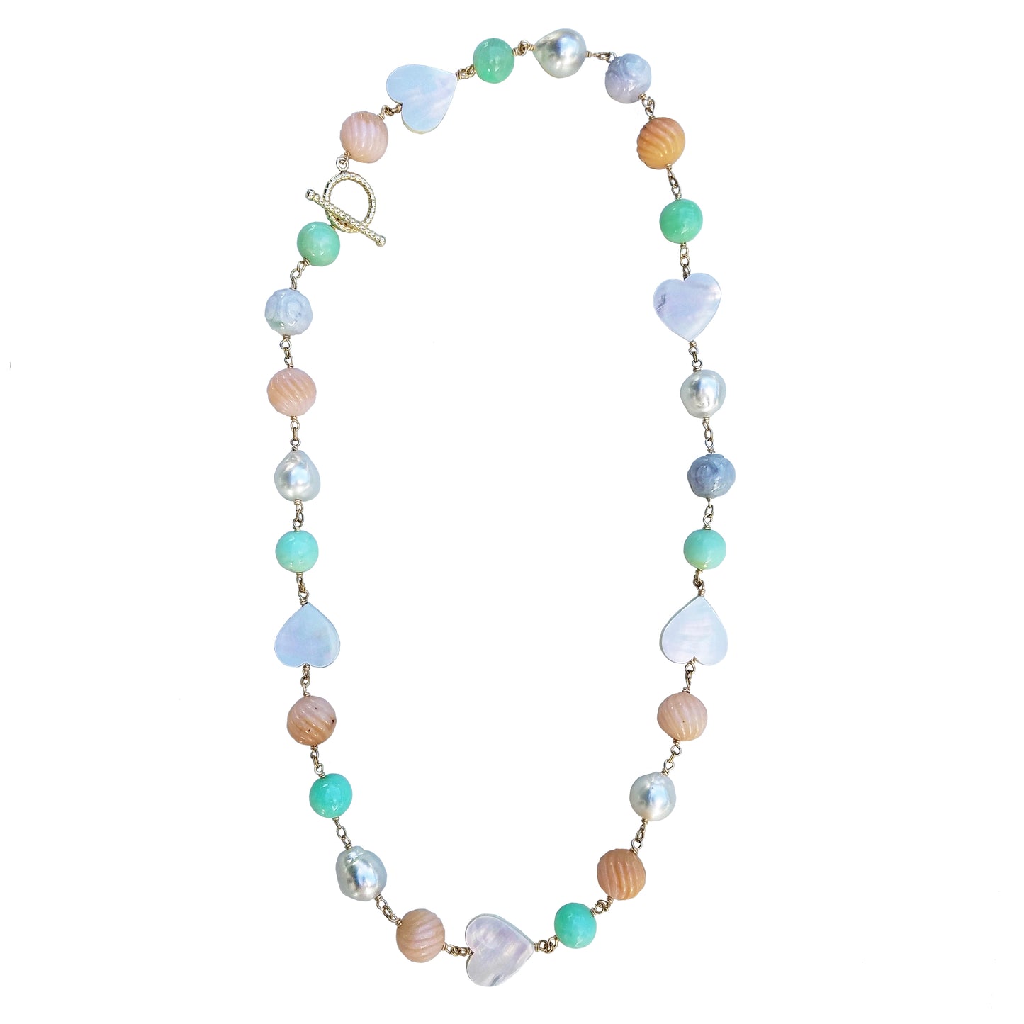 Australian Pearl Mother of Pearl Heart Mixed Stone Necklace