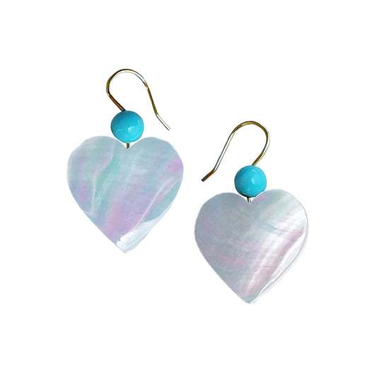 Shell Heart Turquoise Earrings