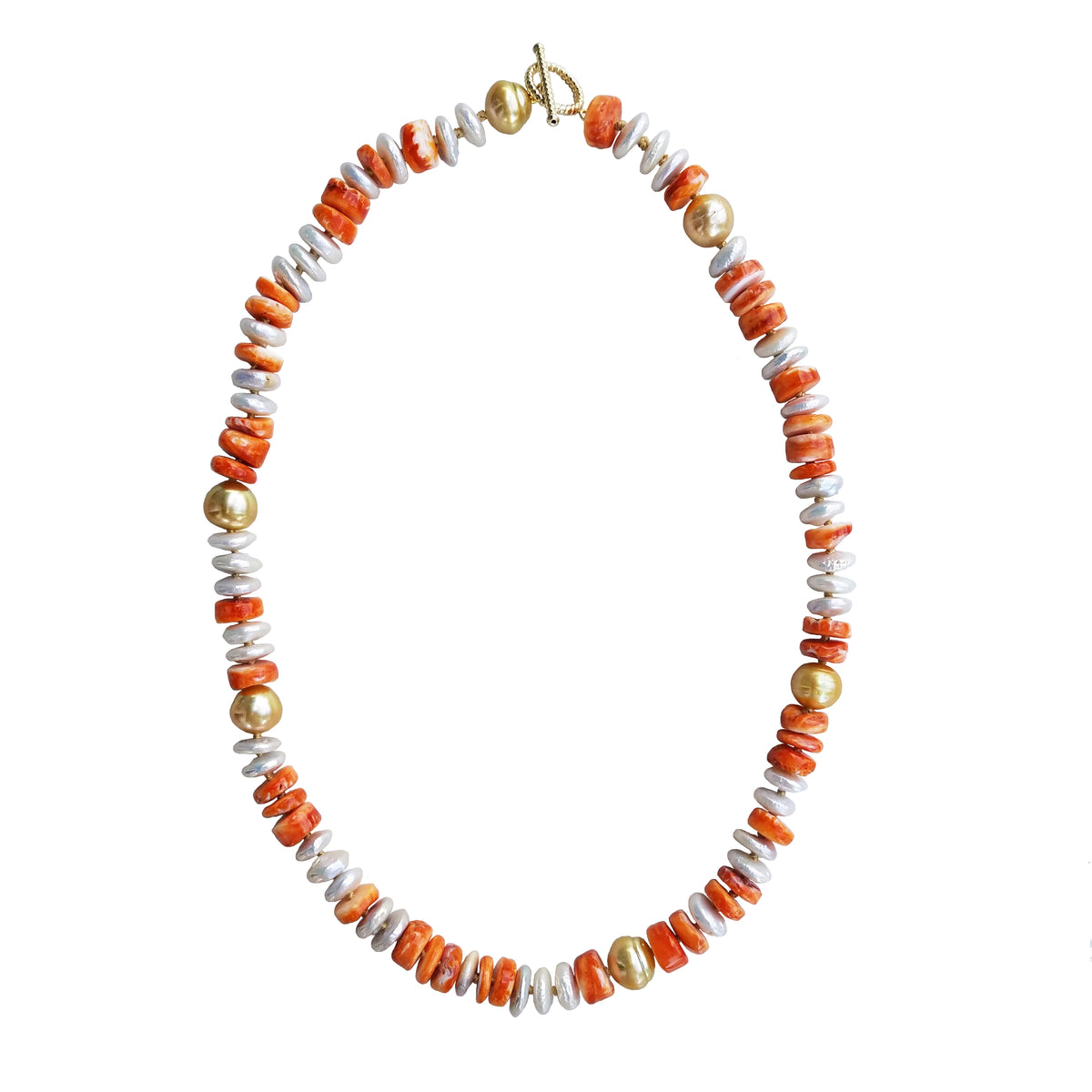 6 Golden Pearl, Fresh Water Pearl, Shell Necklace
