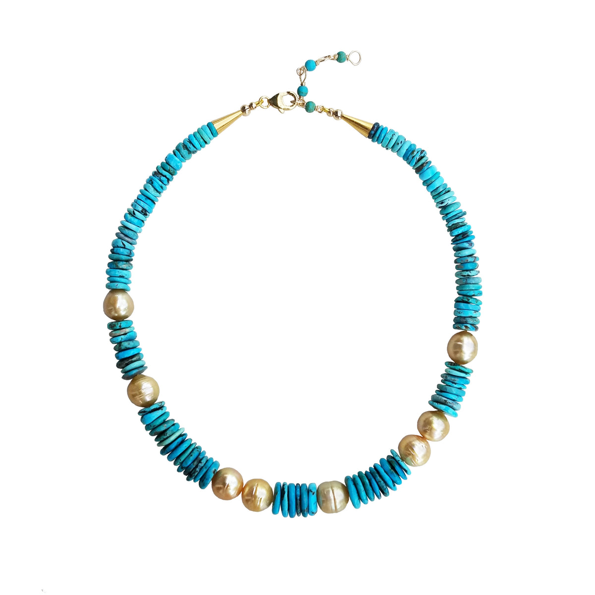 Turquoise and Gold Pearl Necklace
