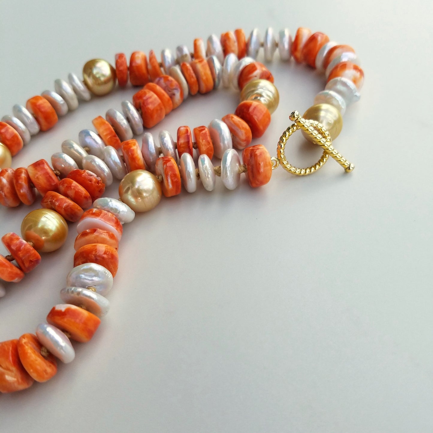 6 Golden Pearl, Fresh Water Pearl, Shell Necklace