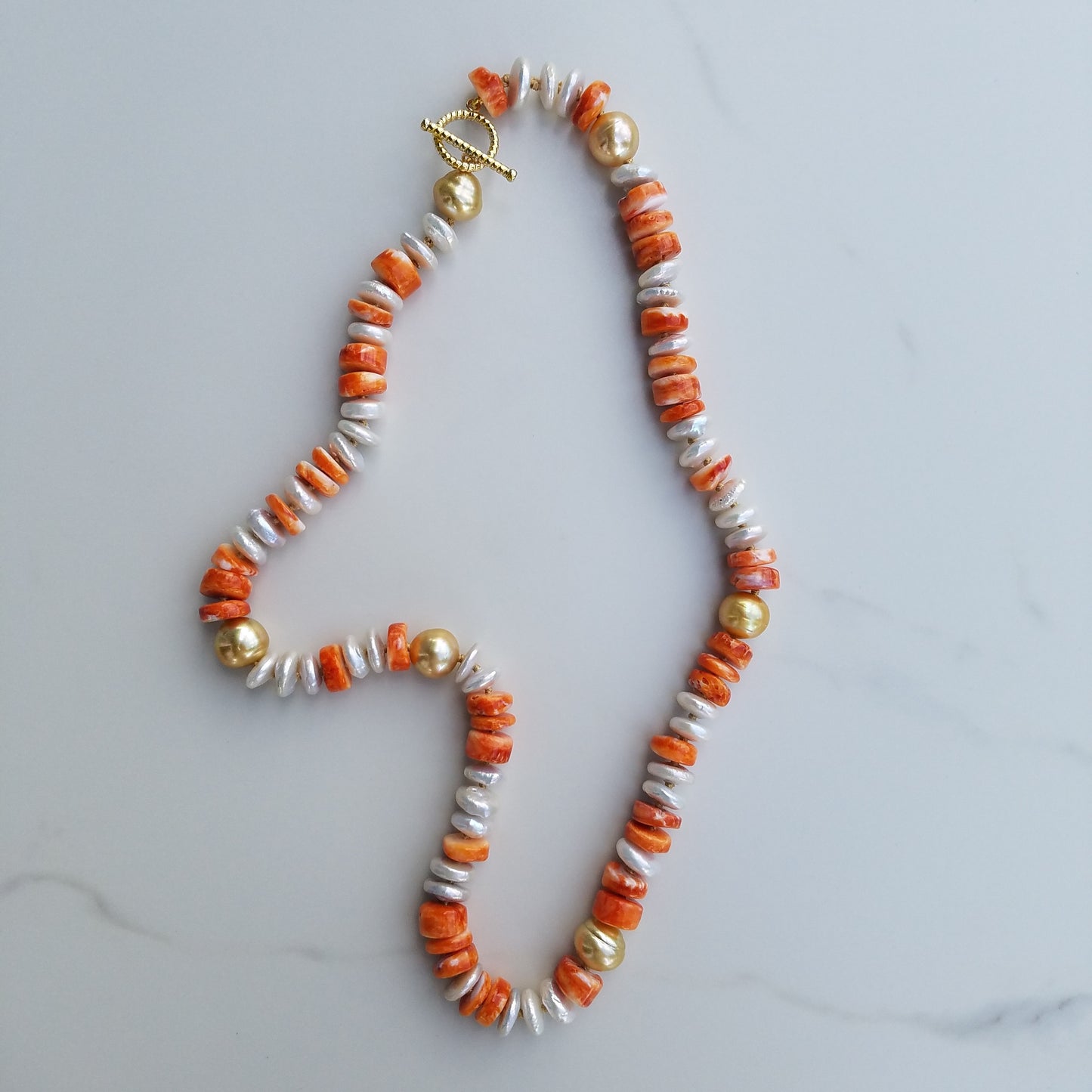 6 Golden Pearl, Fresh Water Pearl, Shell Necklace