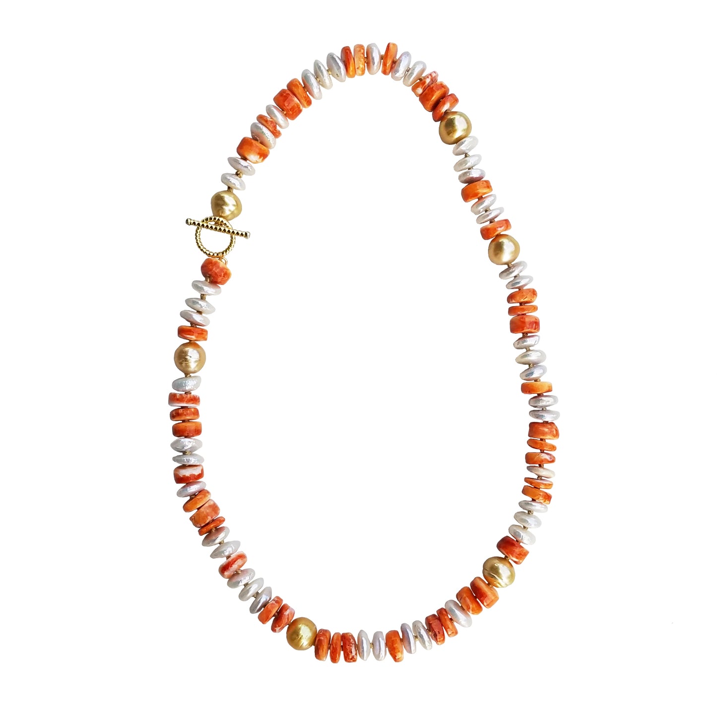 6 Golden Pearl, Fresh Water Pearl, Shell Necklace