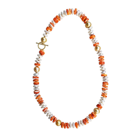 6 Golden Pearl, Fresh Water Pearl, Shell Necklace