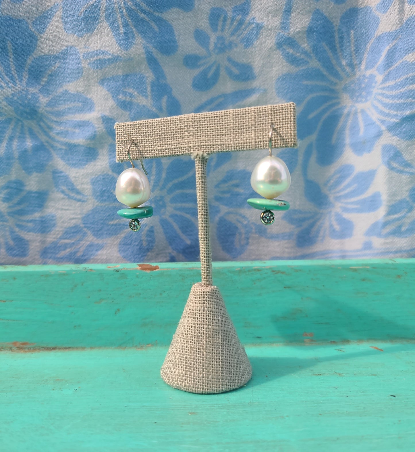 Australian Pearl and Turquoise Earrings